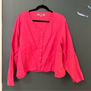 Flax Cropped Pink Button-Up Top